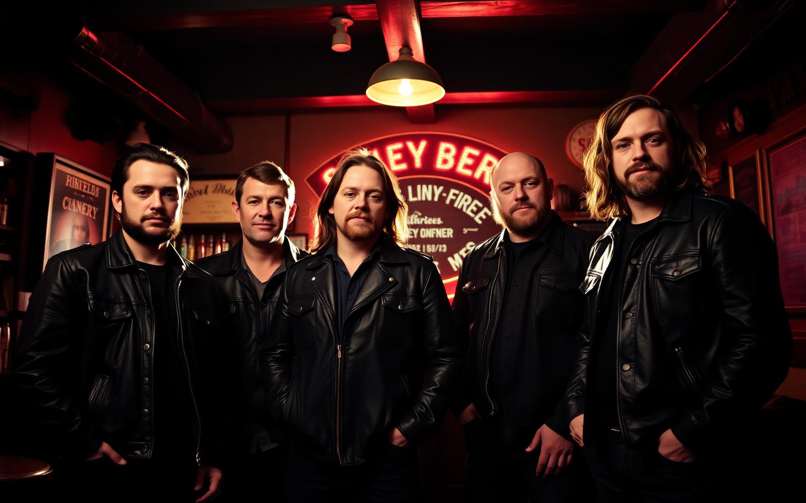 The Whiskey State band portrait in a dim whiskey bar